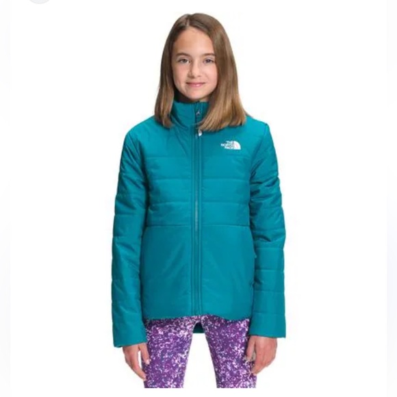 NWT North Face Girls Mossbud Reversible Jacket in Deep Lagoon Size XXS (5) - Picture 1 of 8